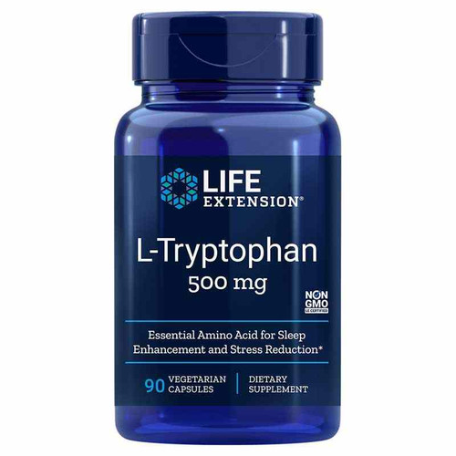 L-Tryptophan 500 Mg, 90 Veg Capsules, by Life Extension