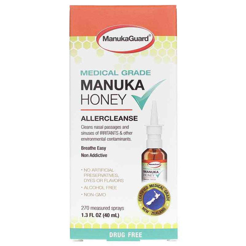 Medical Grade Manuka Honey Allercleanse Nasal Spray, 1.3 Oz, by Manukaguard Medical Grade Manuka Honey Allercleanse Nasal Spray, 1.3 Oz, by Manukaguard