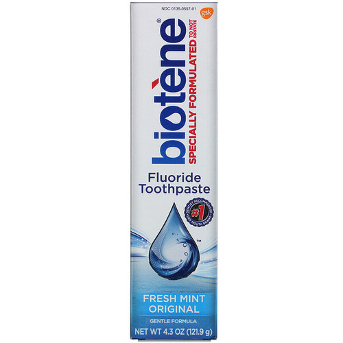 <img alt="Biotene Dental Products, Fluoride Toothpaste, Fresh Mint Original, 4.3 oz (121.9 g)" title="Biotene Dental Products, Fluoride Toothpaste, Fresh Mint Original, 4.3 oz (121.9 g),048582100503"