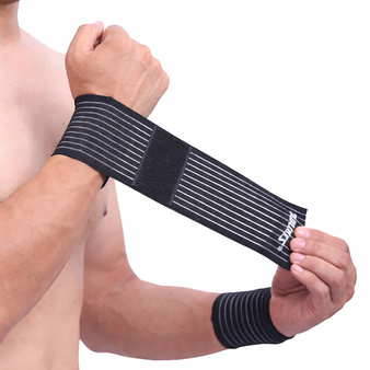 AOLIKES elastic wrist wrap bandage worn on hand — cotton gym wrist support for weightlifting, CrossFit and carpal tunnel relief
