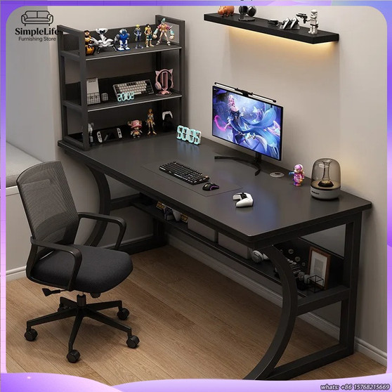Gaming Desk Computer Desk with Shelf Office Desk for Home Study Room Simple Modern Adjustable Height Workstation Table PC