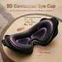 Close-up of 3D contoured eye cup design on sleep mask — dome shape prevents contact with eyelids for comfortable all-night wear