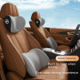 Memory foam car seat cushion set installed in car — ergonomic headrest and lumbar support for back pain relief during driving