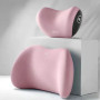 Pink memory foam car seat headrest and lumbar cushion set — ergonomic all-season support for car and office chair