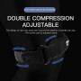 Adjustable double compression knee brace showing dual support straps for patellar tendon stability during running and sports