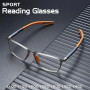 TR90 reading glasses displayed on surface — lightweight flexible frame with anti blue light lenses for presbyopia and screen use