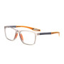 TR90 reading glasses frame closeup in gold — spring hinge design fits wide range of face sizes for comfortable all-day wear