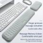 Memory foam keyboard wrist rest pad shown beside full-size keyboard — neutral wrist position