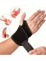 Person wearing wrist brace during physical activity — adjustable neoprene wrist wrap for sports injury prevention and carpal tunnel relief
