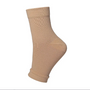 Beige ankle compression sleeve worn on foot — slim moisture-wicking support pair for plantar fasciitis and daily ankle comfort