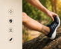 Person wearing ankle compression sleeve during outdoor activity for pain relief and stability