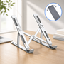 Adjustable aluminum laptop stand foldable portable design for ergonomic desk setup