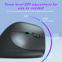 Wireless ergonomic vertical mouse features: Bluetooth 5.2, 2.4GHz USB receiver, mute silent click, and rechargeable battery