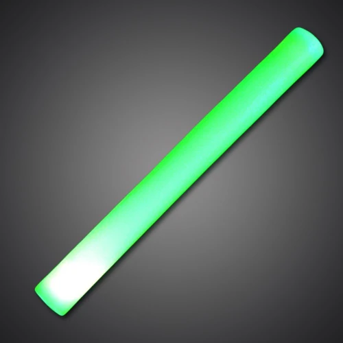 flashing foam sticks emitting bright green light