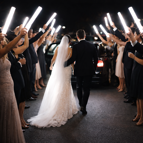 White LED Flashing Foam Sticks for Weddings and Receiptions