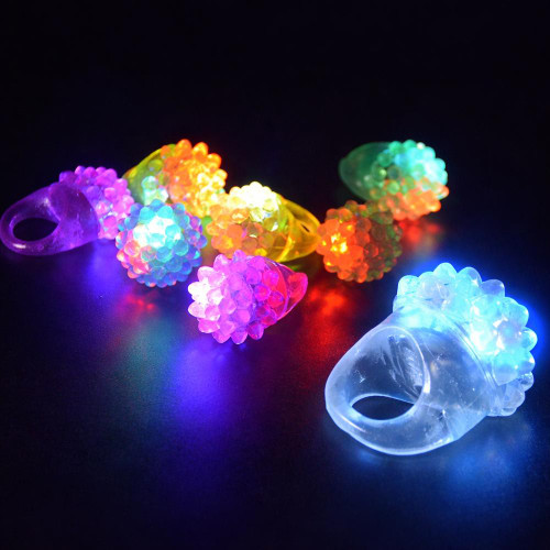 Colorful Lighted Bubble Ring, vibrant bubble rings with LED lights in various colors illuminated in the dark.
