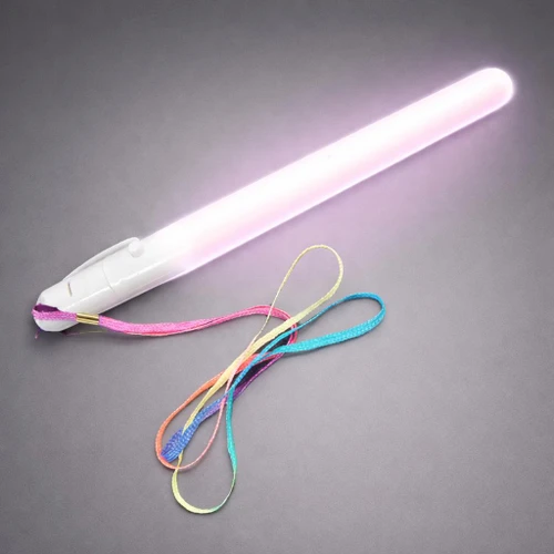 LED Poi Lightstick, illuminated plastic LED poi lightstick with colorful wrist straps on a gray background