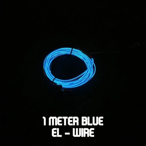 Quick-Connect EL Wire, 1 meter long blue LED wire for customizable decorative lighting.