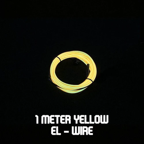 Quick-Connect EL Wire (1m), yellow LED flexible wire for lighting and decoration.