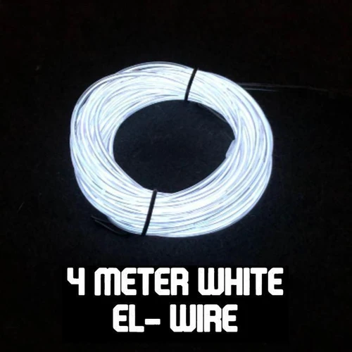 Quick-Connect EL Wire, 4-meter long white EL wire coiled for lighting projects