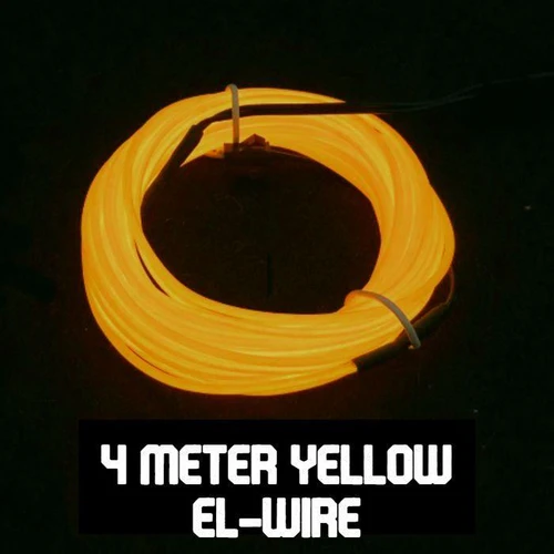 4 meter long illuminated yellow EL wire for lighting and decoration