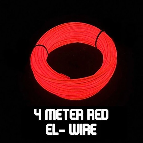 Quick-Connect EL Wire (4m) WIRE ONLY, 4 meter red EL wire coiled in a circle.