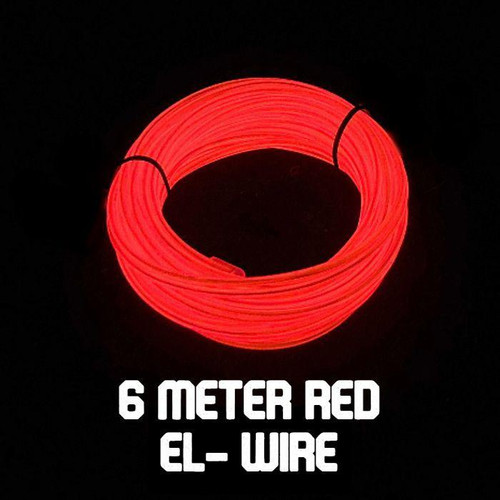 Quick-Connect EL Wire (6m), 6 meter long red LED wire for decorative and lighting purposes.