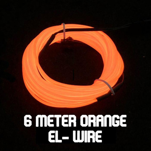 Quick-Connect EL Wire, 6-meter orange LED glowing EL wire coiled for easy use.