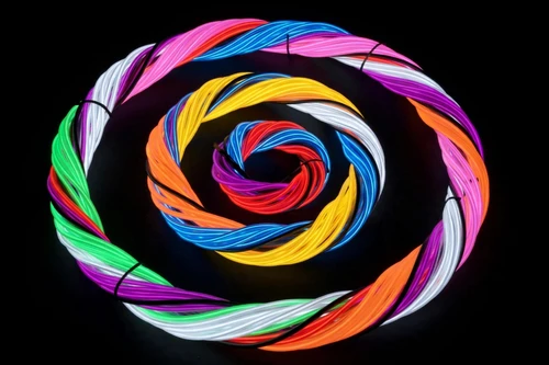 6-meter quick-connect EL wire with rainbow glowing strands in the dark