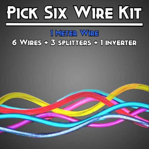image of six colorful EL wires including yellow, pink, blue, purple, and red