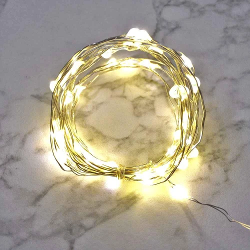 6 Ft Fairy Wire with 36 Warm White LEDs, Waterproof AA Battery Pack with Remote
