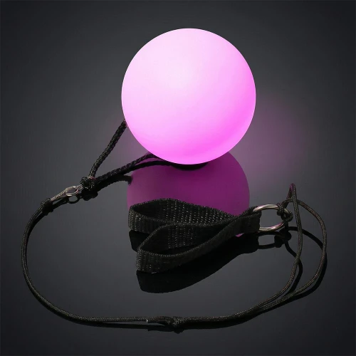 glowing pink LED orb for poi spinning and performing
