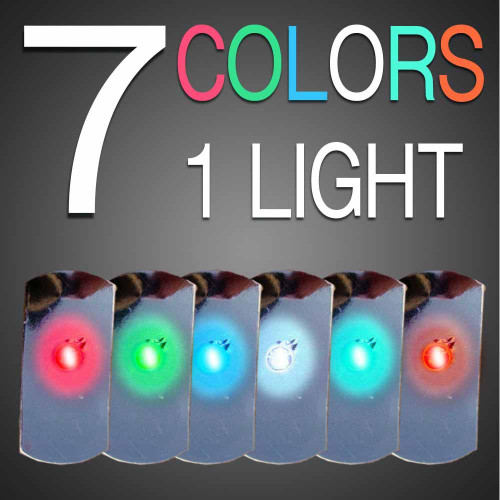 Flat Lights Single Pack, image showing a product with 7 different colored LED lights in a single pack, available in 7 colors.