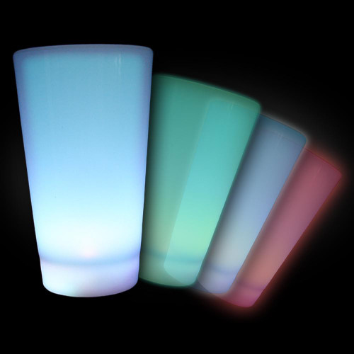 Custom 16 oz LED Glow Cups | Personalized Light Up Party Cups, illuminated multicolor glow cups for celebrations and parties.