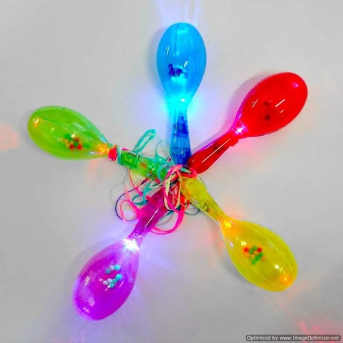 Lighted Flashing Maraca, colorful LED maracas illuminated with blinking lights for festive occasions.