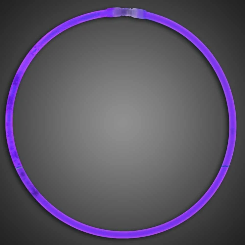 Solid Color Glow Necklaces - Pack of 50, purple glow necklace on dark background.