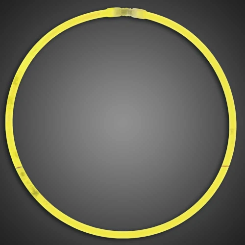 Solid Color Glow Necklaces - Pack of 50, yellow glow necklaces arranged in a circle on a dark background.