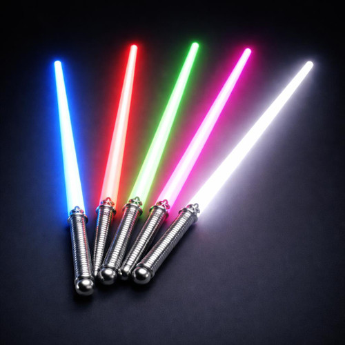 Light Sabers, colorful glowing toy lightsabers for fans and collectors.