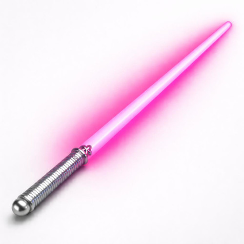 Light Saber, glowing pink light energy sword with a metallic handle on a white background.
