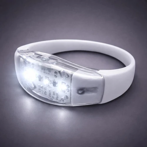 illuminated LED silicone wristband with visible electronic components for light display