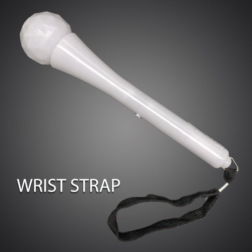 white handheld microphone with wrist strap, for children's karaoke and singing entertainment