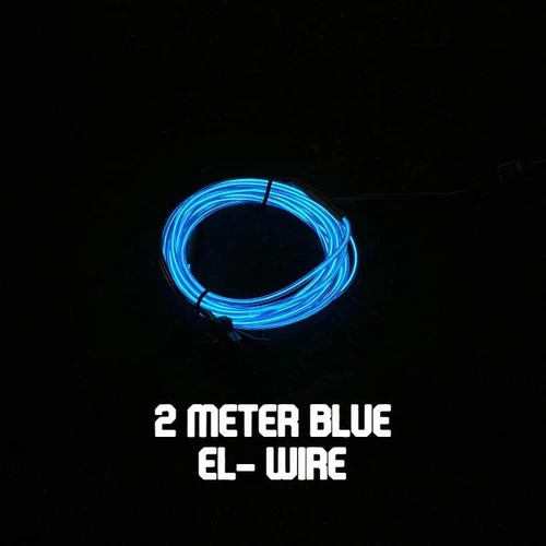Quick-Connect EL Wire (2m), blue LED flexible wire for decorative lighting or costumes.