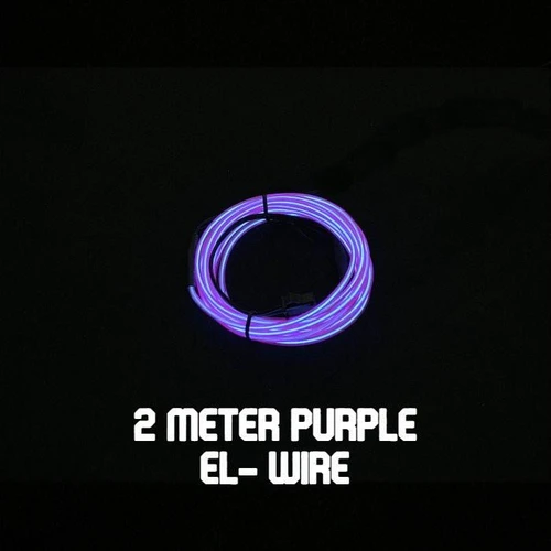Quick-Connect EL Wire (2m), a 2-meter purple LED light wire coiled in a circle.