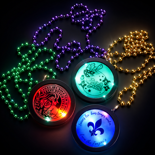 Customized Beaded Mardi Gras Flashing Medallions