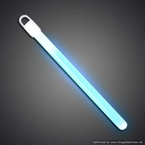 6-inch Slim Glow Stick, LED glow stick emitting blue light with white handle.