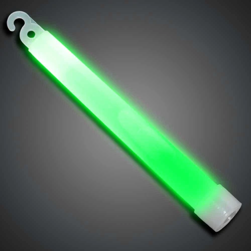 Product 6-inch Revolution 5-Minute Lightsticks (10-pack), green glow-in-the-dark lightstick with hook for parties or events.