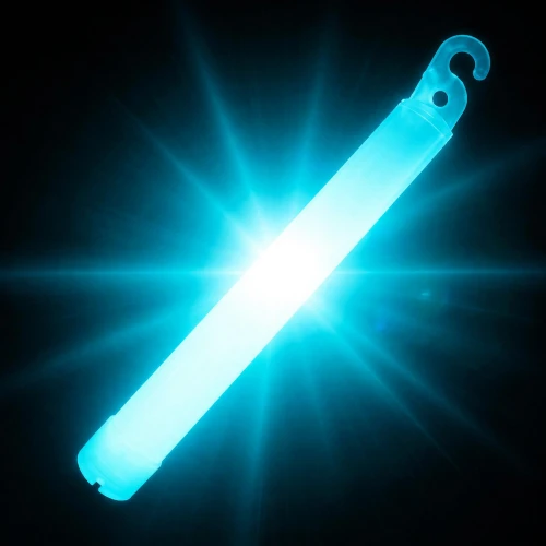 Aqua 6-inch Revolution lightstick glowing with intense flare