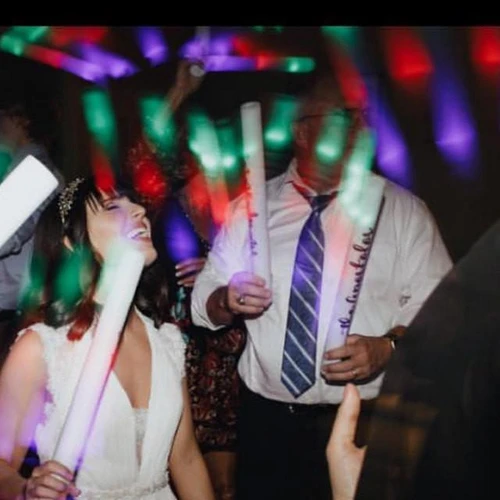 Rainbow 4 Color Flashing Foam Stick, vibrant foam stick with four flashing colors used in party celebration.