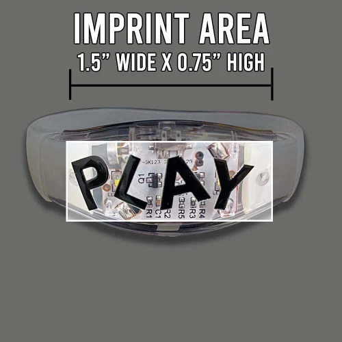 showing customizable imprint area measuring 1.5 inches wide by 0