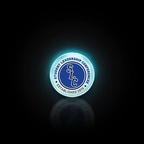 Personalized Multicolor Flashing Light Up Pin-on LED 2" Circle Badge